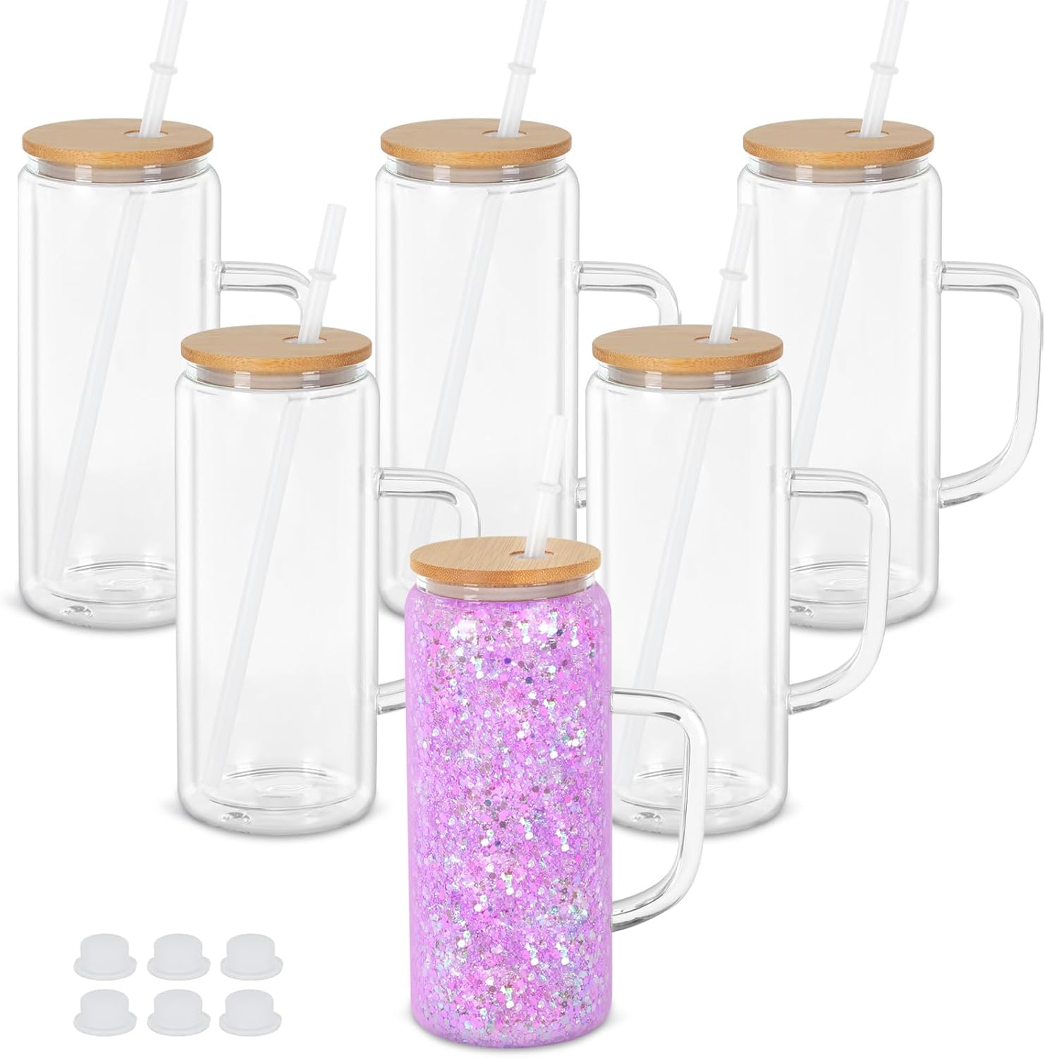 20oz Glass 'Can style' with Handle.