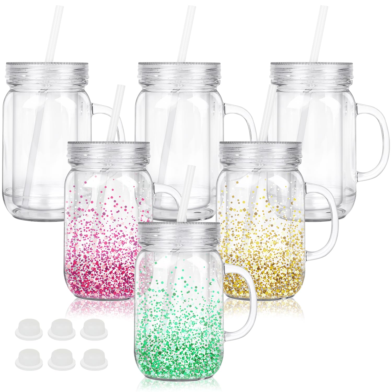 20oz Acrylic Mason Jar *'DRY GLITTER' ONLY, Read description!*