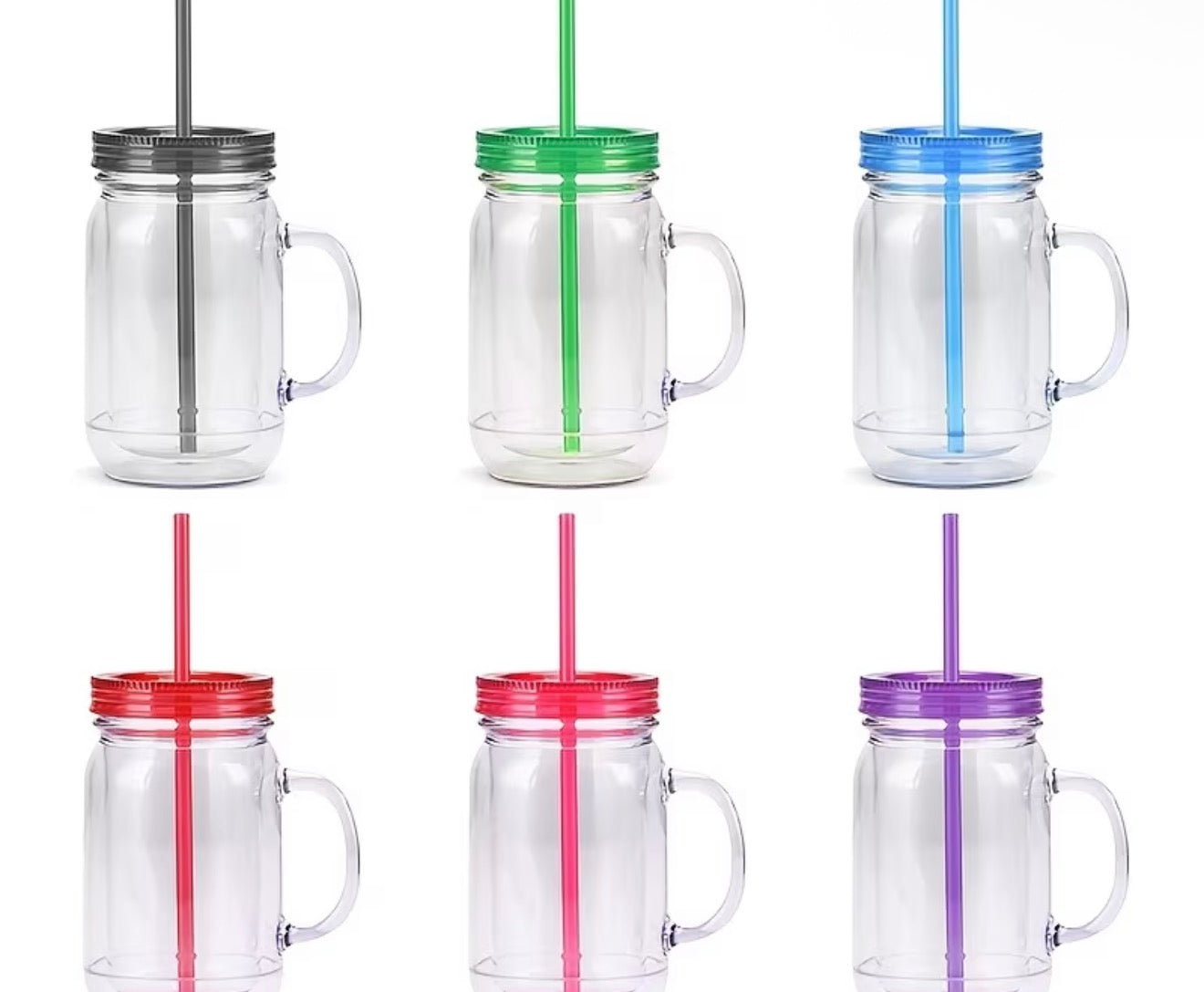 20oz Acrylic Mason Jar Colored Lid. *'DRY GLITTER' ONLY, Read description! *